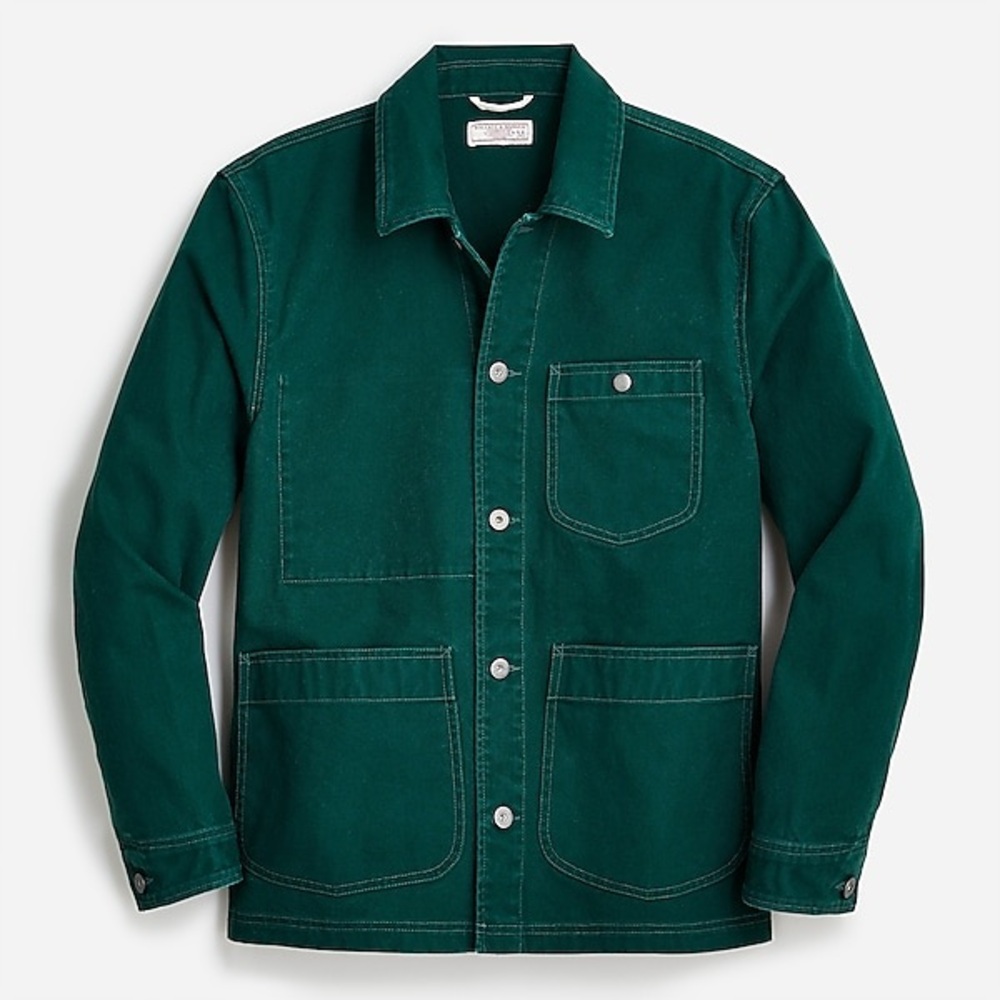 J Crew Wallace & Barnes Utility Chore Jacket Forest Green Mens S NWT